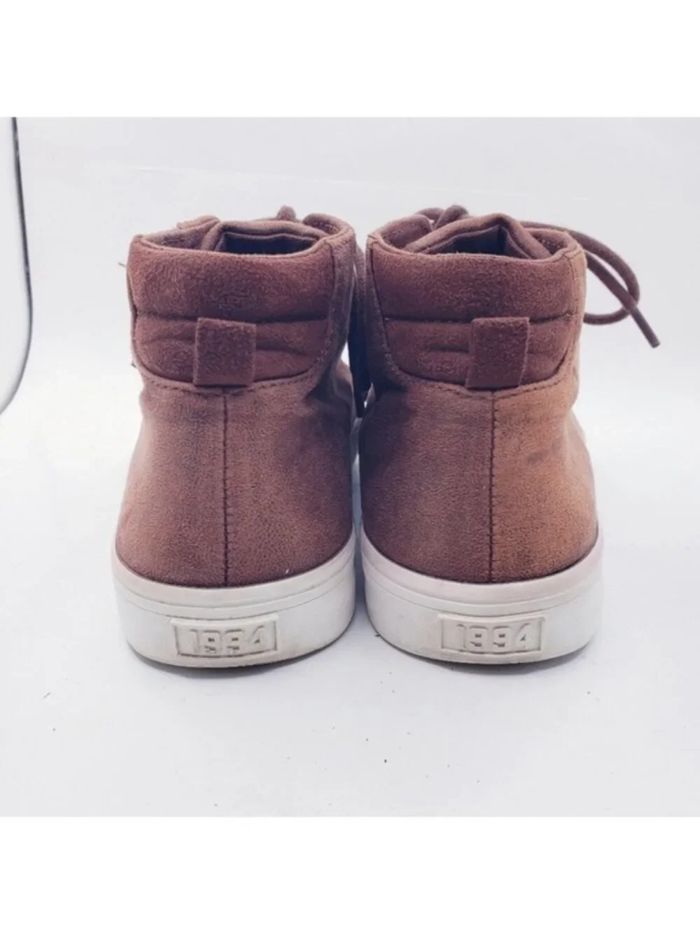 Old Navy Brown Faux Leather High Top Moccasin Lace Up Sneakers Boys Youth Size 3